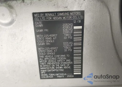 2019 Nissan Rogue Sv из США, поврежденный, VIN KNMAT2MT5KP527392